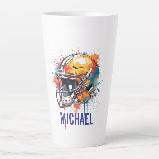 Tasse Latte Inspirational Motivational Football Helmet Name (Devant)