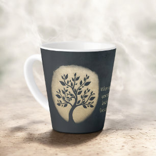 Tasse Latte Instructeur de méditation Yoga Black Gold Tree Cit