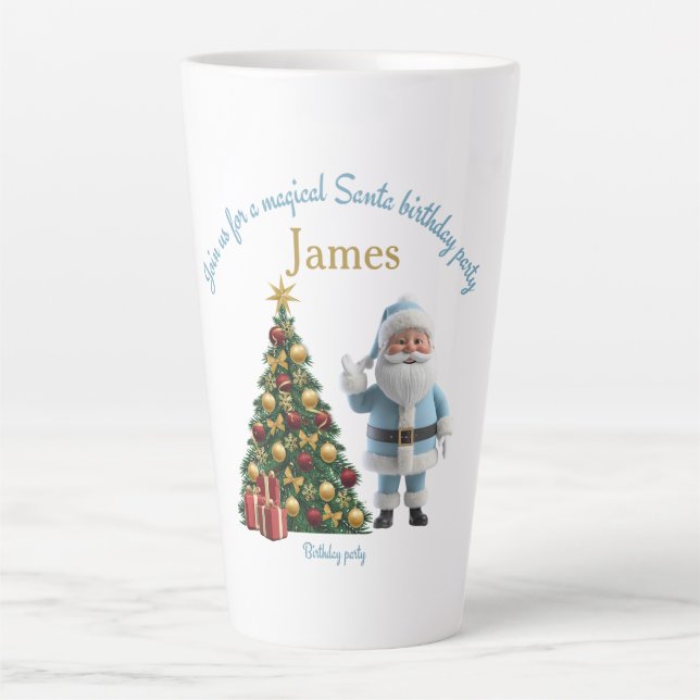 Tasse Latte Invitation d'anniversaire de Santa magique (Devant)