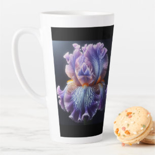 Tasse Latte Iris à plumes pures et bleues