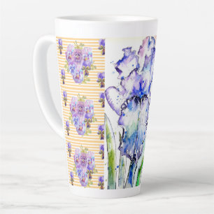 Tasse Latte Iris peints à la main Fleur Floral Aquarelle