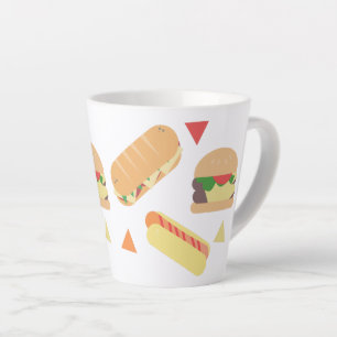 Tasse Latte Isométrique Fast Food Mix Restaurant Burger Hot Do
