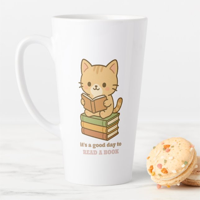 Tasse Latte It's a good day to read a book cute cat teacher (En situation)