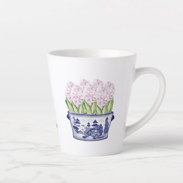 Tasse Latte Jacinthe rose dans un pot en céramique de style ch (Droite)