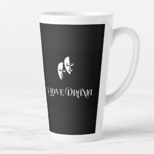 Tasse Latte J'adore le drame, les masques de théâtre, les arti