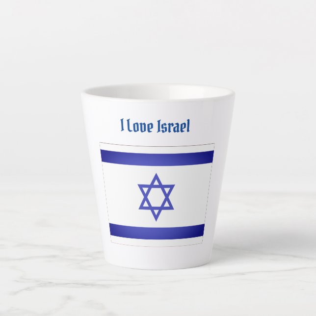 Tasse Latte J'aime Israël (Devant)