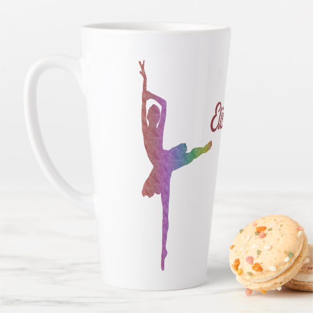 Tasse Latte J'aime le ballet avec la ballerine silhouette (En situation)