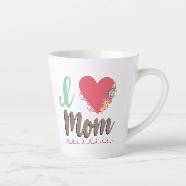 Tasse Latte J'aime le coeur de maman (Droite)