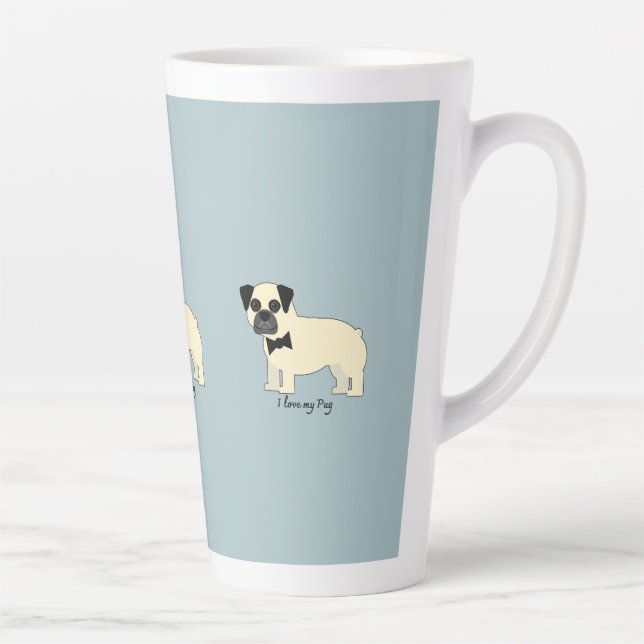 Tasse Latte J'aime mon Pug (Droite)