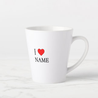 Tasse Latte J'aime nom (personnalisable)