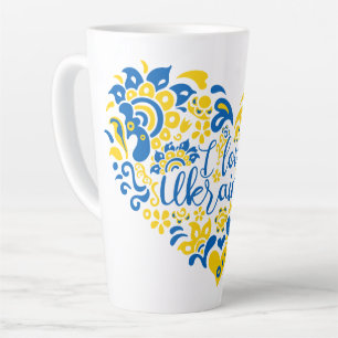 Tasse Latte J'aime Ukraine inspiration citation coeur