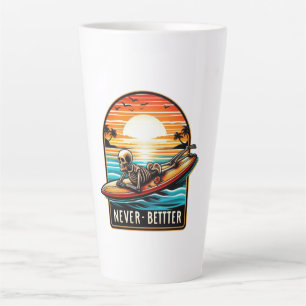Tasse Latte Jamais mieux - Squelette Surf Sunset Wave