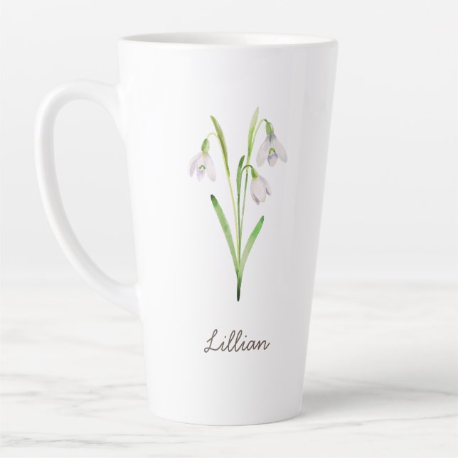Tasse Latte Janvier Mois de naissance Fleur neige (Gauche)