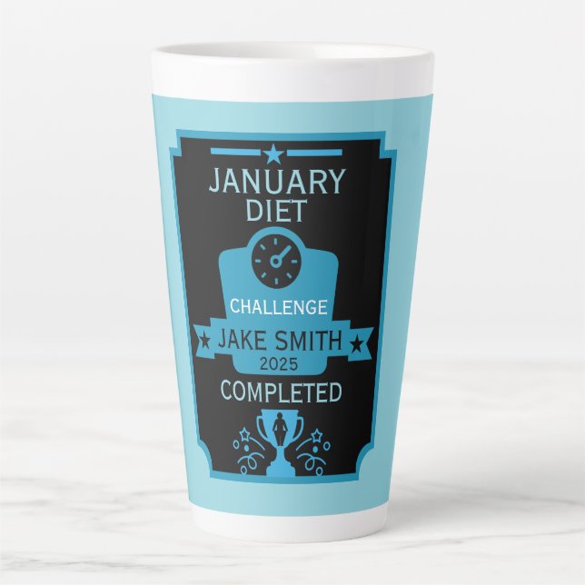 Tasse Latte Janvier Perte de poids Félicitations (Devant)