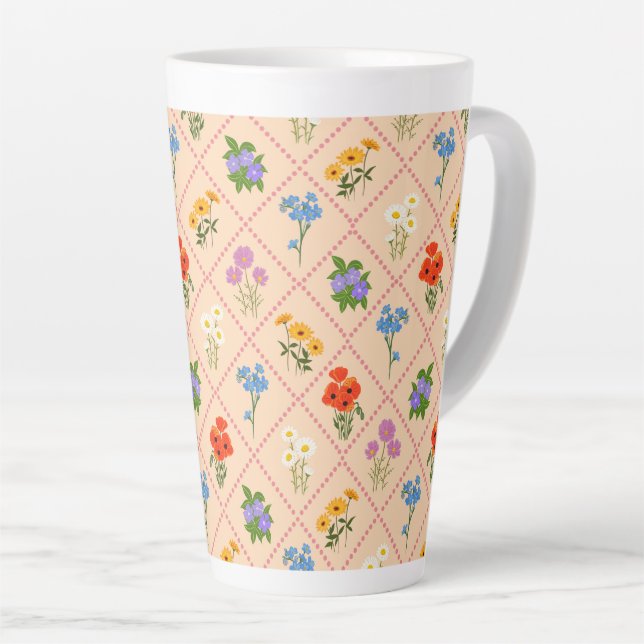 Tasse Latte Jardin de fleurs sauvages Harlequin (Angle droit)