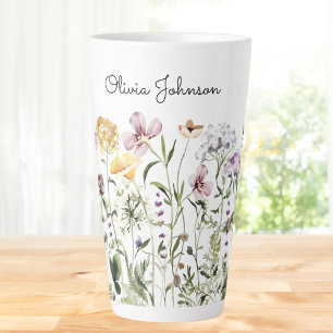 Tasse Latte Jardin de fleurs sauvages personnalisé