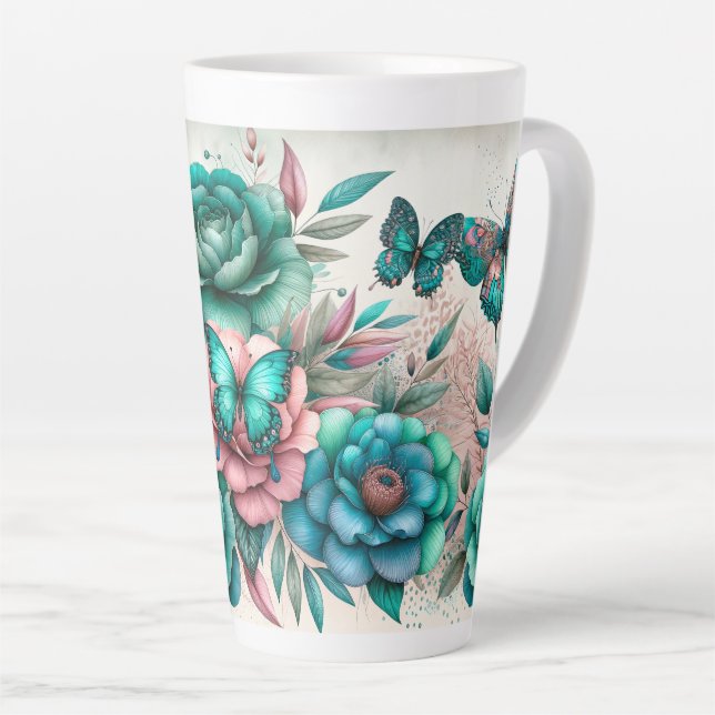 Tasse Latte Jardin de Papillons (Angle droit)