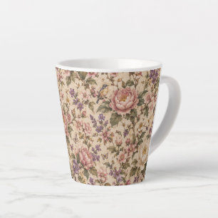 Tasse Latte Jardin de roses botaniques vintage et motif papill
