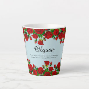 Tasse Latte Jardin de roses rouges classique romantique nom pe