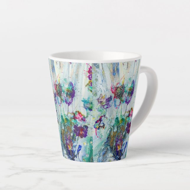 Tasse Latte Jardin des colibris Peinture abstraite (Angle droit)