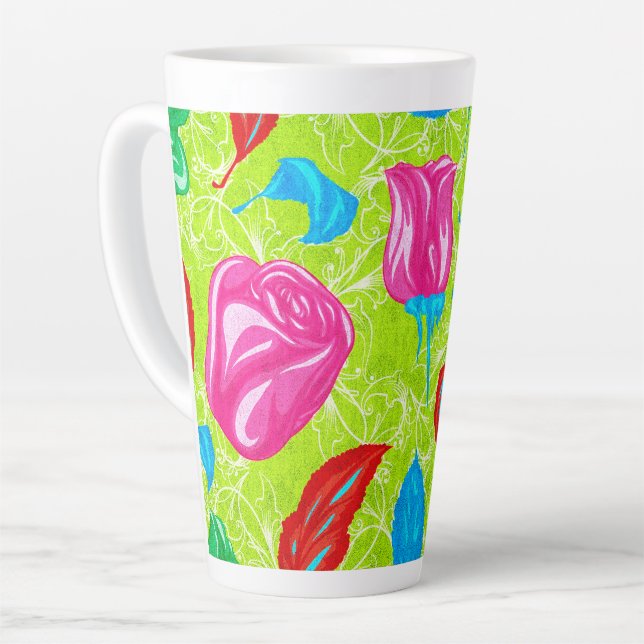 Tasse Latte Jardin Fleuri Vibrant (Angle gauche)