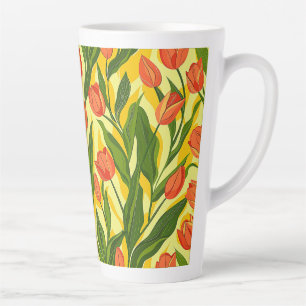 Tasse Latte Jardin Floral De La Nature Branché Motif D'été Tul