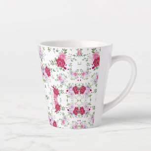 Tasse Latte Jardin Floral Élégant Bourgogne & Lavande Rose Pal
