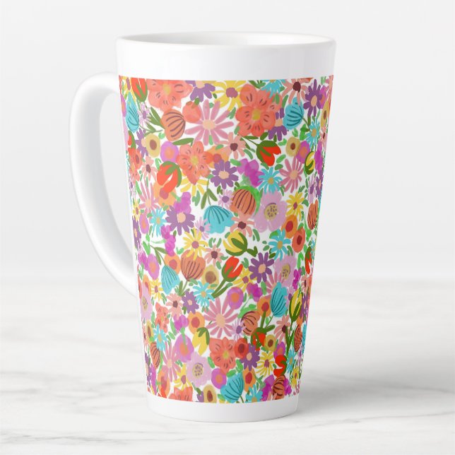 Tasse Latte Jardin Joyeux en Fleur (Angle gauche)