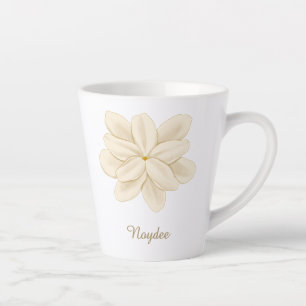 Tasse Latte Jasmine Fleur Blanche Nom Élégant