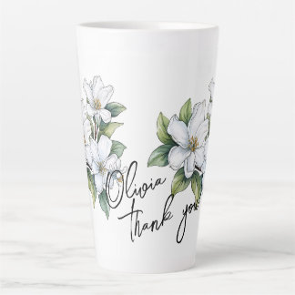 Tasse Latte Jasmine "Merci !" Slogan et nom modifiables