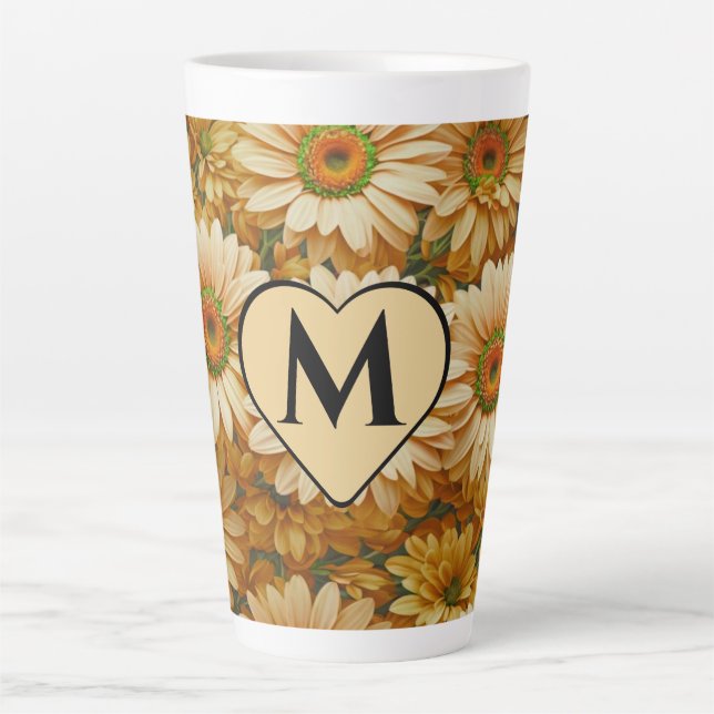 Tasse Latte Jaune floral jaune tournesol jaunes marguerites (Devant)