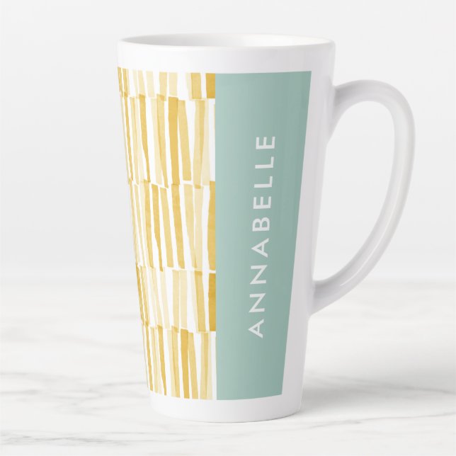 Tasse Latte Jaune moderne abstrait motif cadeau personnalisé c (Droite)