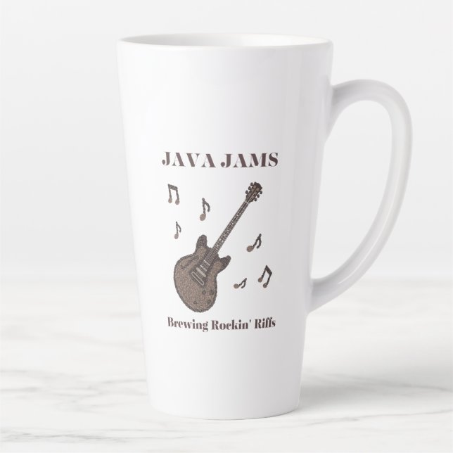 Tasse Latte Java Jams-Brasser des Riffs Endiablés-Café-Guitare (Droite)