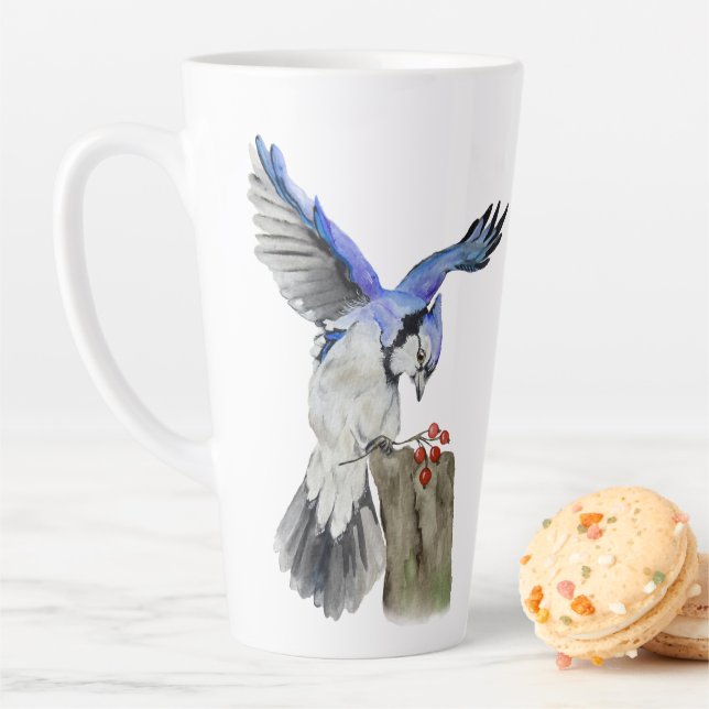 Tasse Latte Jay bleu d'oiseau de la forêt (En situation)