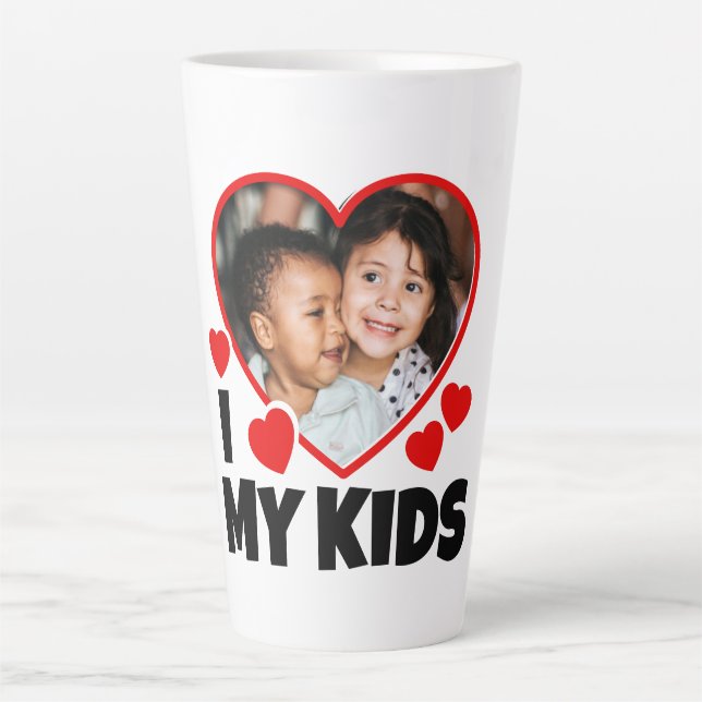 Tasse Latte J'Coeur Mes Enfants Photo Personnalisée (Devant)