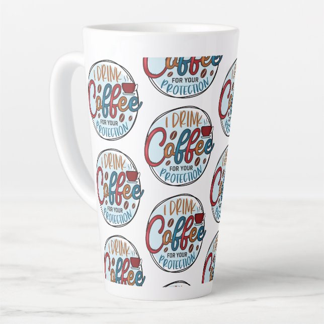 Tasse Latte Je bois du café pour me protéger (Angle gauche)