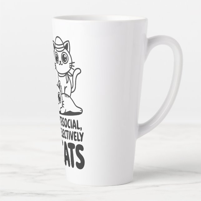 Tasse Latte Je ne suis pas des chats antisociaux (Droite)