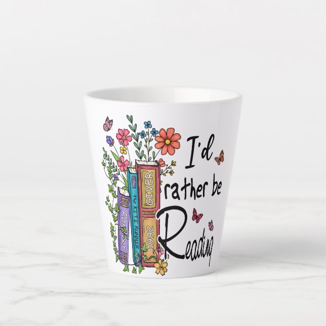 Tasse Latte Je préfère lire (Devant)