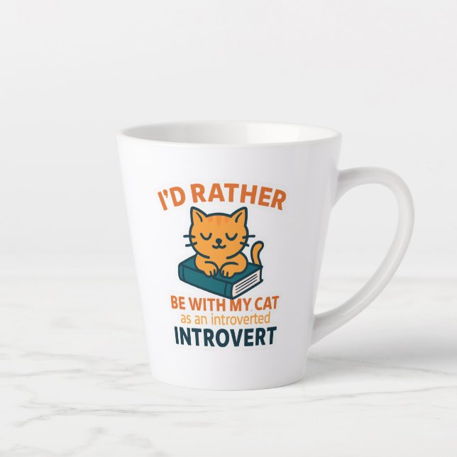 Tasse Latte Je préférerais être avec mon chat (Droite)