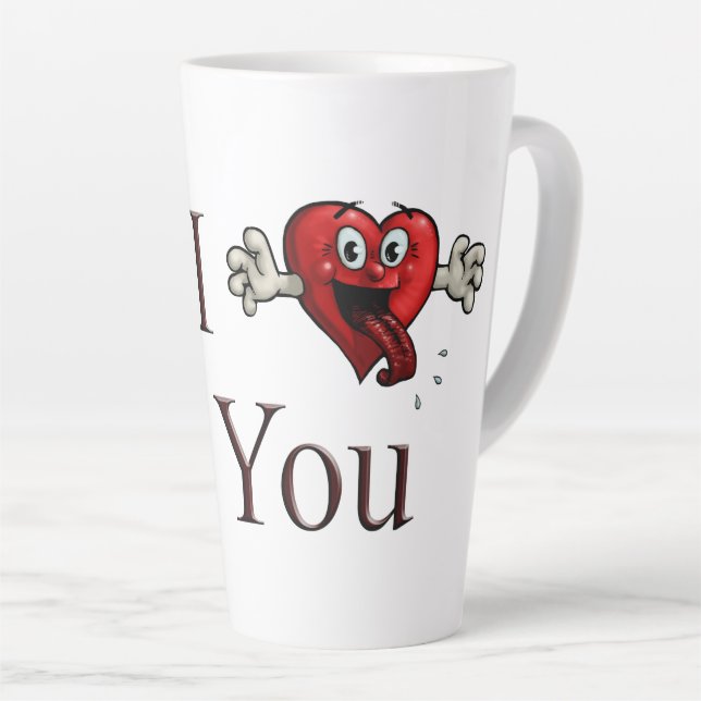 Tasse Latte Je t'aime cœur idiot (Angle droit)