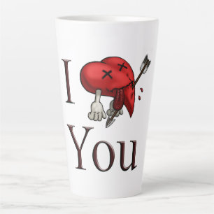 Tasse Latte Je t'aime cœur mortellement blessé avec une flèche