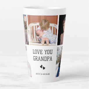 Tasse Latte Je T'Aime, Grand-Père   Collage de photos personna
