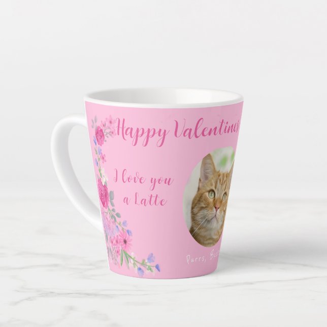 Tasse Latte Je t'aime un dernier Valentin sur mesure du chat (Angle gauche)