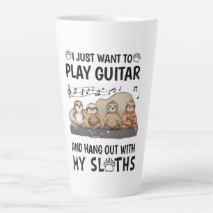 Tasse Latte Je Veux Juste Jouer Guitare Chemise Mignonne Humou