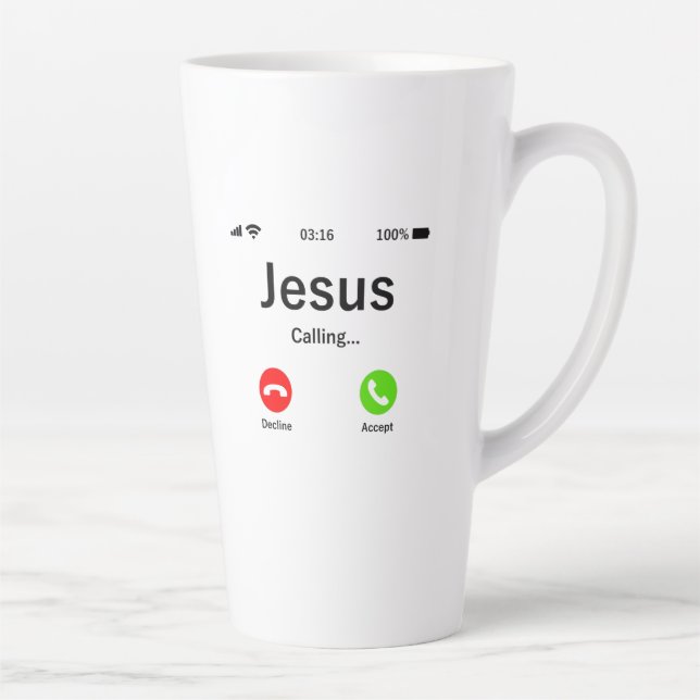 Tasse Latte Jésus Appelle - Chrétien (Droite)