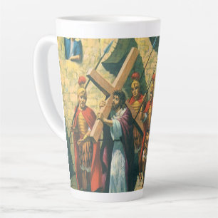 Tasse Latte Jésus Christ Portant la Croix à sa Crucifixion