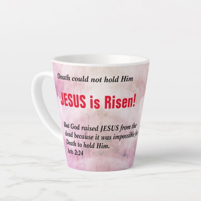 Tasse Latte JÉSUS EST LA Croix de Pâques chrétienne RISEN (Angle gauche)