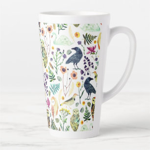 Tasse Latte Jeté décoratif à motif botanique inspiré de la nat