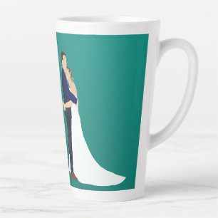 Tasse Latte Jeune couple marié, teints de peau clairs