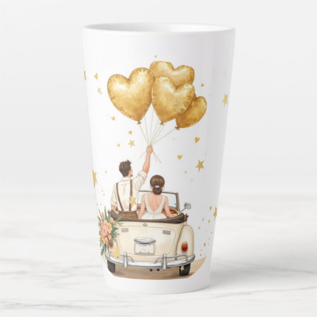 Tasse Latte Jeunes mariés couple de mariés  (Devant)